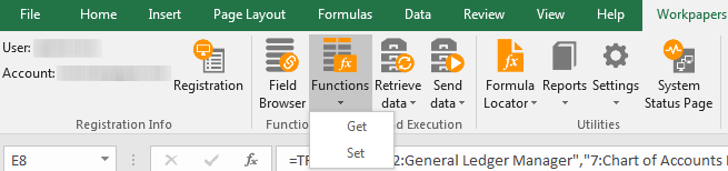 Screen capture showing the Function button options.